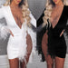 Dio Women's Sexy See Through Sequin Mesh Patchwork Deep V White Feather Mini Party Nightclub Dress - Dio Kollections