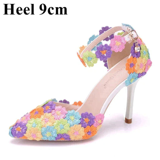 Dio Women's Elegant Flower Pumps High heel Platform Bridal Wedding Shoes - Dio Kollections