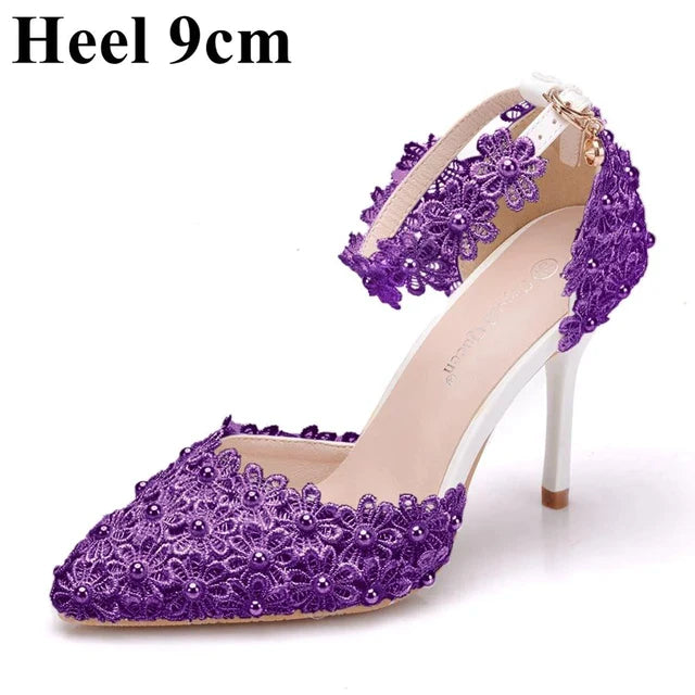 Dio Women's Luxury Flower Pumps High heel Platform Bridal Wedding Shoes - Dio Kollections