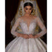 Dio Women's Luxury High End Sexy V Neck Beaded Long Sleeve Bride Wedding Dress Vestido - Dio Kollections