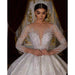 Dio Women's Luxury High End Sexy V Neck Beaded Long Sleeve Bride Wedding Dress Vestido - Dio Kollections