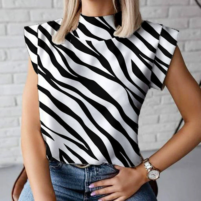 Dio Spring Ladies 2024 Casual O-Neck Letter Print Short Sleeve Shirt Blouse Office Lady Top - Dio Kollections