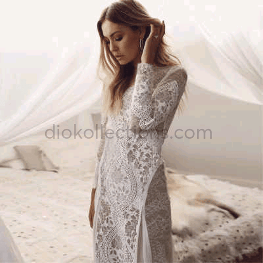 Dio Womens Fashion Creative Lace Sexy Back Wedding Dress Evening Dress