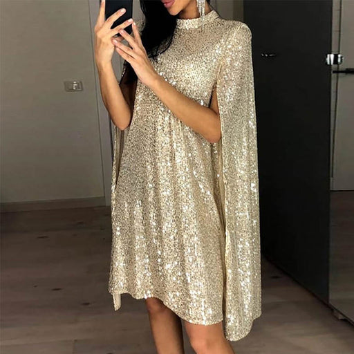Dio Women's Sexy Summer Spring Loose Turtleneck Sequin Glitter Hollow Out Party Dresses! - Dio Kollections