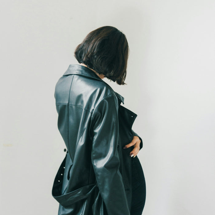women's black leather jacket