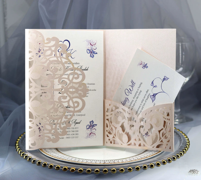 Dio Laser Cut Tri-Fold Invitation Card Kit - 10 Pieces