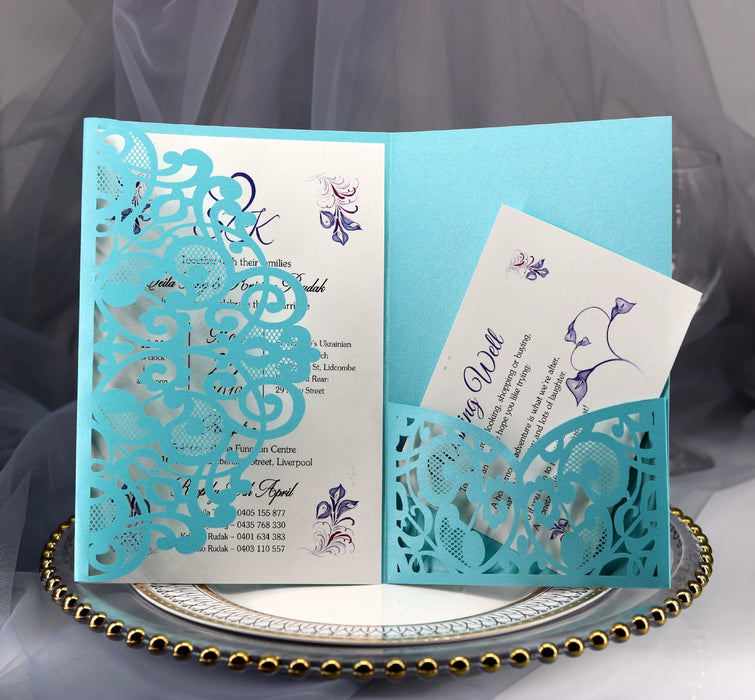 Dio Laser Cut Tri-Fold Invitation Card Kit - 10 Pieces