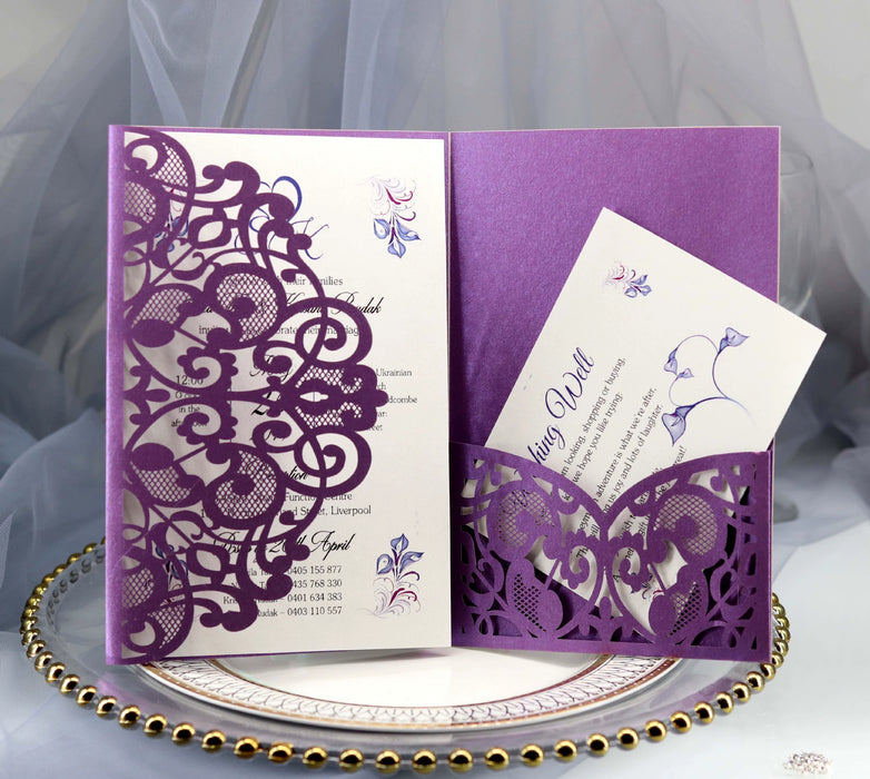 Dio Laser Cut Tri-Fold Invitation Card Kit - 10 Pieces