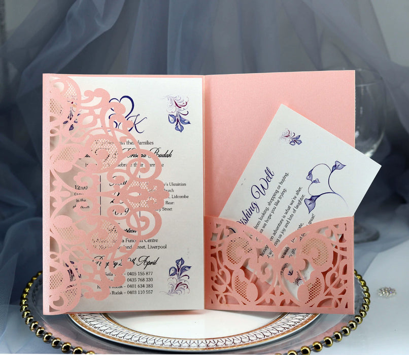 Dio Laser Cut Tri-Fold Invitation Card Kit - 10 Pieces