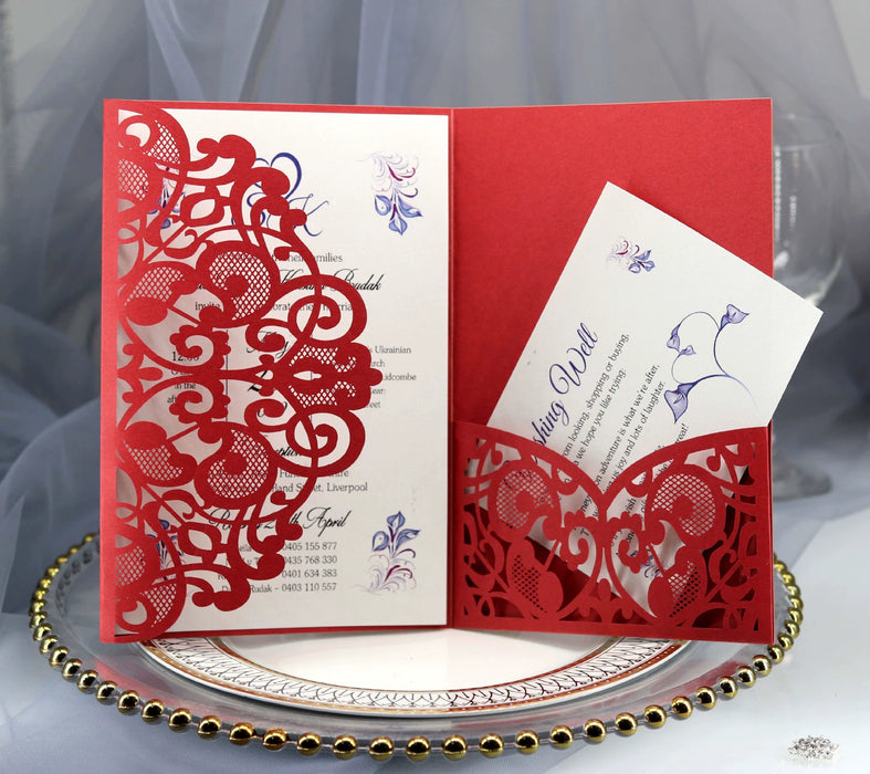 Dio Laser Cut Tri-Fold Invitation Card Kit - 10 Pieces