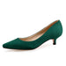 Green high-heeled shoe on a white background
