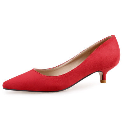 Red high-heeled shoe on a white background
