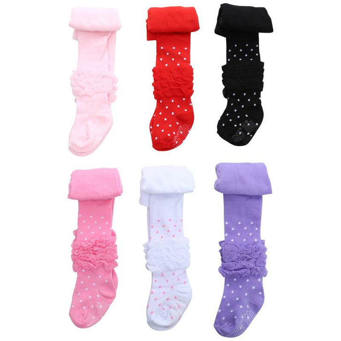 Girls Princess Non-Slip Kids Pantyhose Solid Color Polka Dot Cotton Baby Leggings - Dio Kollections