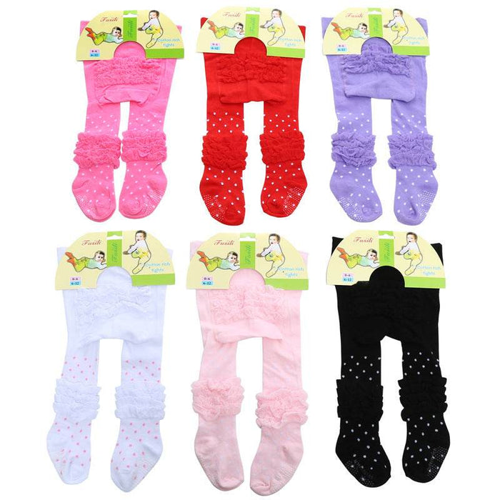 Girls Princess Non-Slip Kids Pantyhose Solid Color Polka Dot Cotton Baby Leggings - Dio Kollections