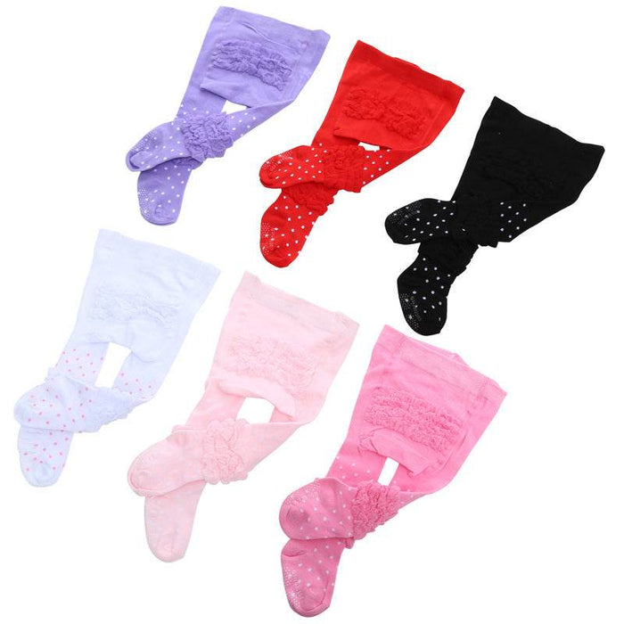 Girls Princess Non-Slip Kids Pantyhose Solid Color Polka Dot Cotton Baby Leggings - Dio Kollections