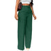 Green wide-leg pants worn by a person on a white background