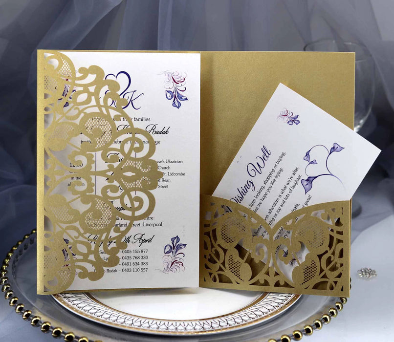 Dio Laser Cut Tri-Fold Invitation Card Kit - 10 Pieces