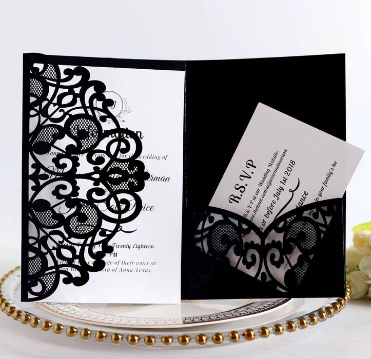 Dio Laser Cut Tri-Fold Invitation Card Kit - 10 Pieces