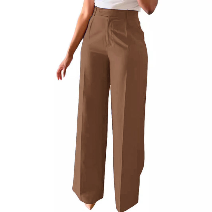 Brown wide-leg pants worn by a person on a white background