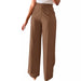 Brown wide-leg pants worn by a person on a white background