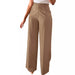 Beige wide-leg pants worn by a person on a white background