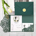 10 Pieces Forest Green Laser Cut Tri-fold Wedding and Birthday Invitation Card Kit - Dio Kollections