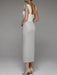 Dio Women's Sexy Sling Strapless Backless Slit Slim Elegant White Bodycon Midi Summer Evening Guest Long Party Dress - Dio Kollections