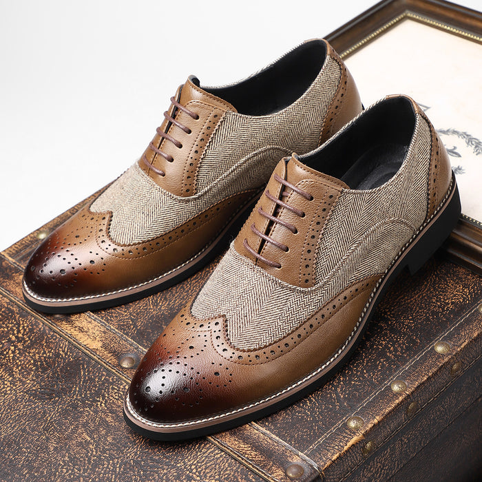 Leather Retro Business Formal Wear Carved Brogue Men's Shoes