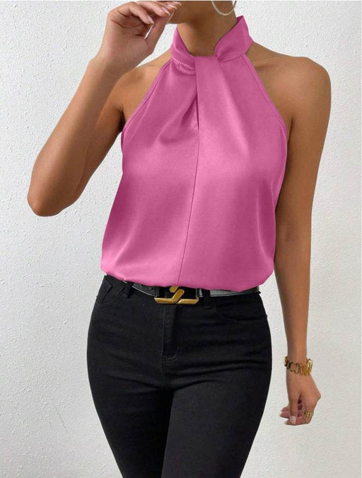 Dio Women's Satin Halter Top - Elegant Sleeveless Vest in Multiple Colors - Dio Kollections