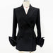 Elegant Three-Dimensional Flower Decoration Double-Breasted Slim Fit Jacket Blazer - Dio Kollections