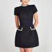 Autumn/Winter New Black Burled Square Neck Beaded Waist Long Sleeve Slim Dress - Dio Kollections