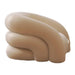 Beige, abstract-shaped cushion on a white background