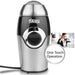 Coffee grinder with one-touch operation feature on a white background
