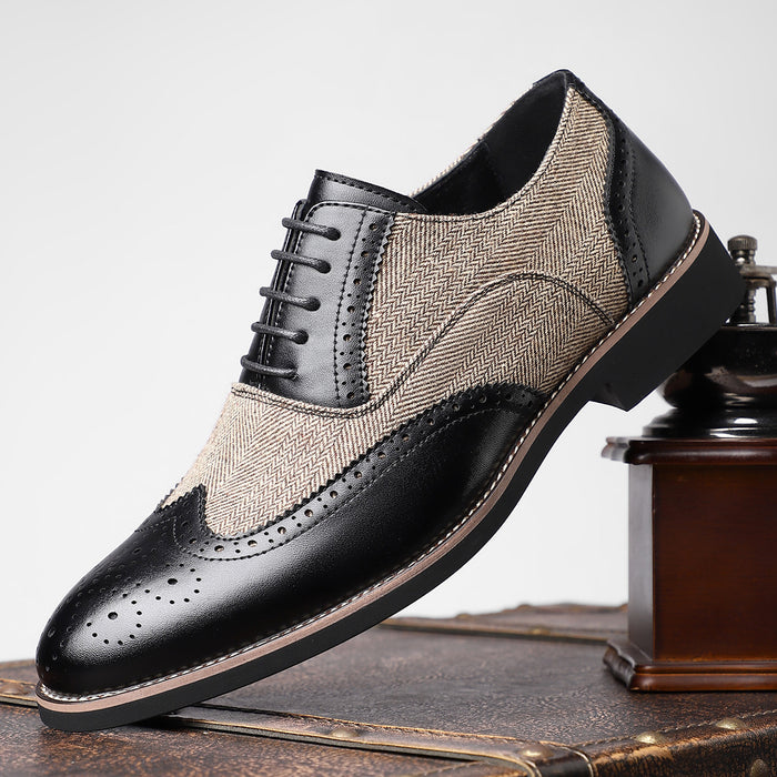 Leather Retro Business Formal Wear Carved Brogue Men's Shoes