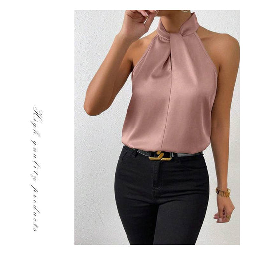 Dio Women's Satin Halter Top - Elegant Sleeveless Vest in Multiple Colors - Dio Kollections