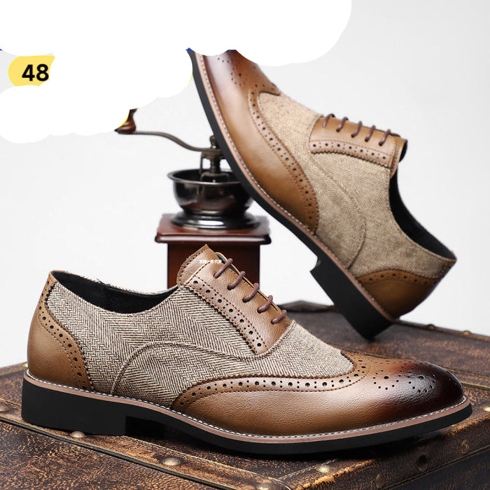 Leather Retro Business Formal Wear Carved Brogue Men's Shoes