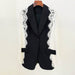 Dio Women's Elegant Slim Fit Black Lace Splicing Blazer - Dio Kollections