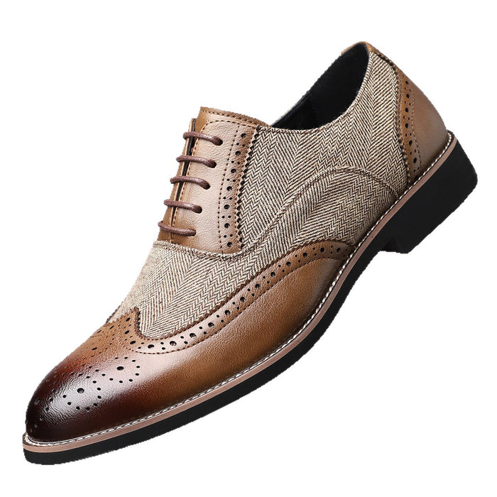 Leather Retro Business Formal Wear Carved Brogue Men's Shoes