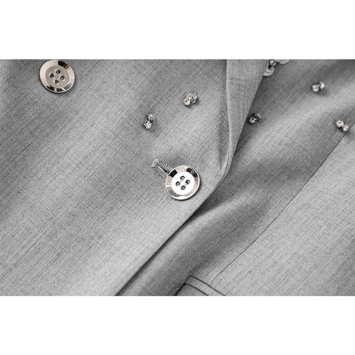 New Gray Suit Skirt Heavy Bead Sequin Fashion Short Skirt Set Two-Piece Set - Dio Kollections