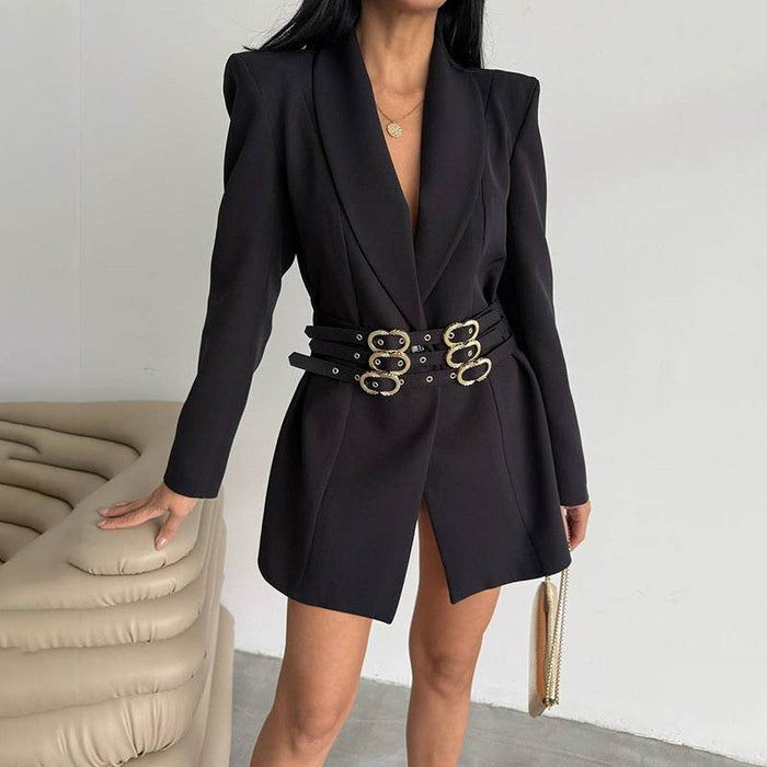 Elegant Slim Fit Blazer with Belt for Women