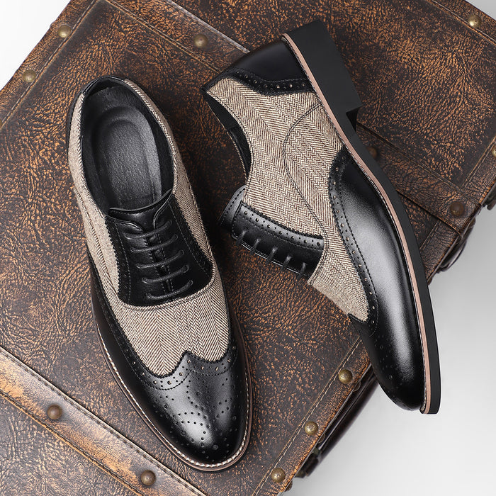 Leather Retro Business Formal Wear Carved Brogue Men's Shoes