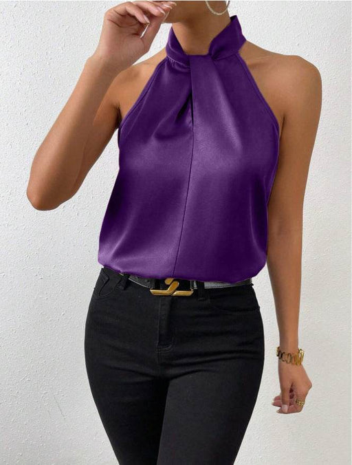 Dio Women's Satin Halter Top - Elegant Sleeveless Vest in Multiple Colors - Dio Kollections