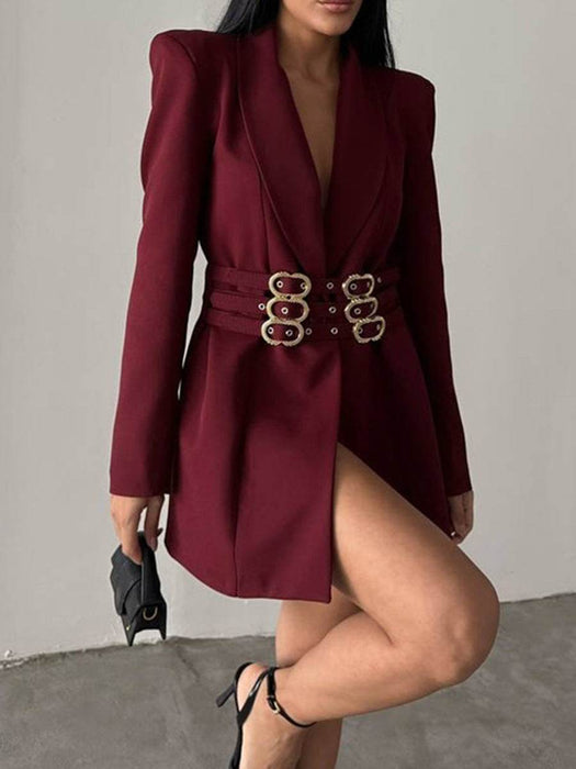 Elegant Slim Fit Blazer with Belt for Women