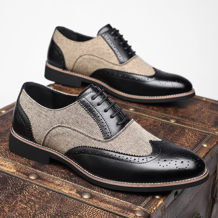 Leather Retro Business Formal Wear Carved Brogue Men's Shoes
