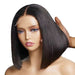 Mannequin head with a black bob wig on a white background