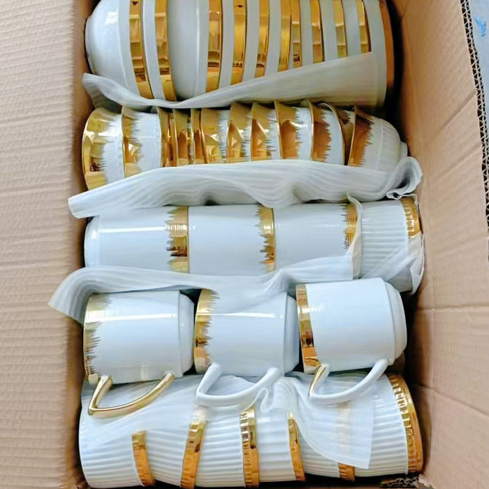 40-50pcs Dinnerware Gold-Edged Electroplated Ceramic Hotel Home Use