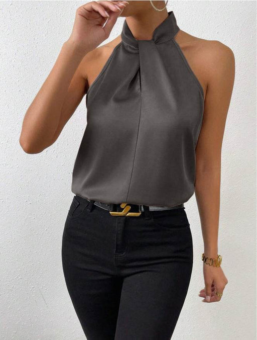 Dio Women's Satin Halter Top - Elegant Sleeveless Vest in Multiple Colors - Dio Kollections