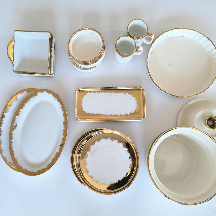 40-50pcs Dinnerware Gold-Edged Electroplated Ceramic Hotel Home Use