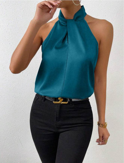 Dio Women's Satin Halter Top - Elegant Sleeveless Vest in Multiple Colors - Dio Kollections