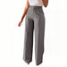 Gray wide-leg pants worn by a person on a white background